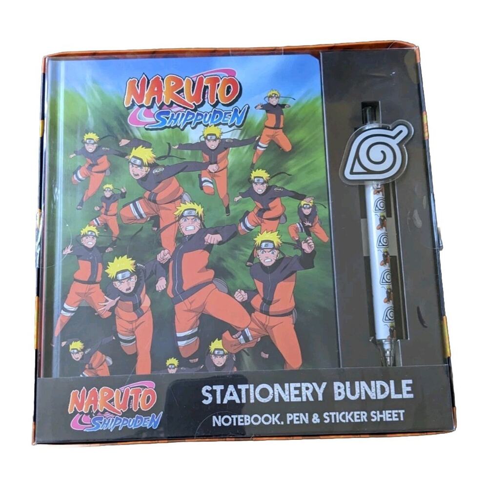 Naruto Shippuden Stationery Bundle Notebook Pen Topper Holographic Sticker NEW